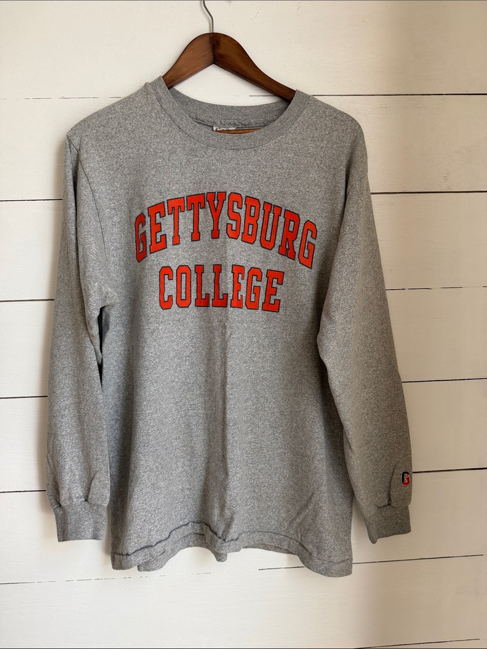 Gray Gettysburg College Long Sleeve Crewneck Tee